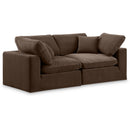  Manufacturer Color_Brown -- Comfy 80" Brown Velvet Upholstered 2 pc Modular Loveseat IMAGE 1