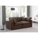  Manufacturer Color_Brown -- Comfy 80" Brown Velvet Upholstered 2 pc Modular Loveseat IMAGE 2