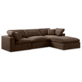  Manufacturer Color_Brown -- Comfy 119" Brown Velvet Upholstered 4 pc Modular Sectional IMAGE 1