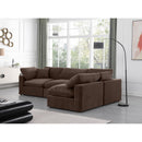  Manufacturer Color_Brown -- Comfy 119" Brown Velvet Upholstered 4 pc Modular Sectional IMAGE 4