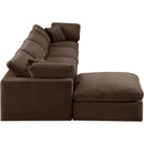  Manufacturer Color_Brown -- Comfy 158" Brown Velvet Upholstered 5 pc Modular Sectional IMAGE 10