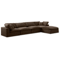  Manufacturer Color_Brown -- Comfy 158" Brown Velvet Upholstered 5 pc Modular Sectional IMAGE 1