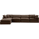  Manufacturer Color_Brown -- Comfy 158" Brown Velvet Upholstered 5 pc Modular Sectional IMAGE 7