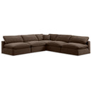  Manufacturer Color_Brown -- Comfy 118" Brown Velvet Upholstered 5 pc Modular Sectional IMAGE 1
