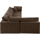  Manufacturer Color_Brown -- Comfy 158" Brown Velvet Upholstered 5 pc Modular Sectional IMAGE 10
