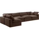 Manufacturer Color_Brown -- Comfy 158" Brown Velvet Upholstered 5 pc Modular Sectional IMAGE 2