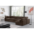  Manufacturer Color_Brown -- Comfy 158" Brown Velvet Upholstered 5 pc Modular Sectional IMAGE 4