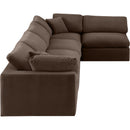  Manufacturer Color_Brown -- Comfy 158" Brown Velvet Upholstered 5 pc Modular Sectional IMAGE 9