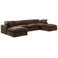  Manufacturer Color_Brown -- Comfy 158" Brown Velvet Upholstered 6 pc Modular Sectional IMAGE 1
