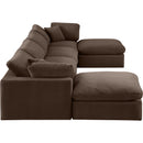  Manufacturer Color_Brown -- Comfy 158" Brown Velvet Upholstered 6 pc Modular Sectional IMAGE 4
