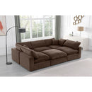 Meridian Comfy Brown Velvet Modular Sectional IMAGE 2