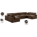  Manufacturer Color_Brown -- Comfy 158" Brown Velvet Upholstered 6 pc Modular Sectional IMAGE 11