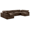  Manufacturer Color_Brown -- Comfy 158" Brown Velvet Upholstered 6 pc Modular Sectional IMAGE 1