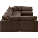 Manufacturer Color_Brown -- Comfy 158" Brown Velvet Upholstered 6 pc Modular Sectional IMAGE 4