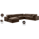  Manufacturer Color_Brown -- Comfy 158" Brown Velvet Upholstered 7 pc Modular Sectional IMAGE 11
