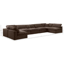  Manufacturer Color_Brown -- Comfy 197" Brown Velvet Upholstered 7 pc Modular Sectional IMAGE 10