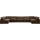  Manufacturer Color_Brown -- Comfy 197" Brown Velvet Upholstered 7 pc Modular Sectional IMAGE 5