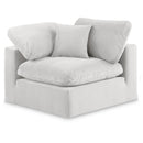  Manufacturer Color_Cream -- Comfy Cream Velvet Upholstered Modular Corner Chair IMAGE 1