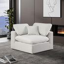  Manufacturer Color_Cream -- Comfy Cream Velvet Upholstered Modular Corner Chair IMAGE 2