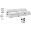  Manufacturer Color_Cream -- Comfy 117" Cream Velvet Upholstered 3 pc Armless Modular Sofa IMAGE 10