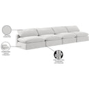  Manufacturer Color_Cream -- Comfy 156" Cream Velvet Upholstered 4 pc Armless Modular Sofa IMAGE 10