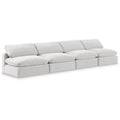  Manufacturer Color_Cream -- Comfy 156" Cream Velvet Upholstered 4 pc Armless Modular Sofa IMAGE 1