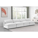  Manufacturer Color_Cream -- Comfy 156" Cream Velvet Upholstered 4 pc Armless Modular Sofa IMAGE 2