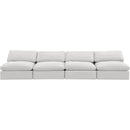  Manufacturer Color_Cream -- Comfy 156" Cream Velvet Upholstered 4 pc Armless Modular Sofa IMAGE 4