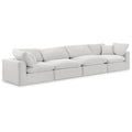  Manufacturer Color_Cream -- Comfy 158" Cream Velvet Upholstered 4 pc Modular Sofa IMAGE 1