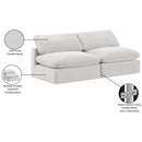  Manufacturer Color_Cream -- Comfy 78" Cream Velvet Upholstered 2 pc Armless Modular Loveseat IMAGE 10