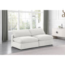  Manufacturer Color_Cream -- Comfy 78" Cream Velvet Upholstered 2 pc Armless Modular Loveseat IMAGE 2