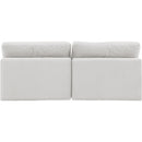  Manufacturer Color_Cream -- Comfy 78" Cream Velvet Upholstered 2 pc Armless Modular Loveseat IMAGE 3