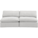  Manufacturer Color_Cream -- Comfy 78" Cream Velvet Upholstered 2 pc Armless Modular Loveseat IMAGE 4