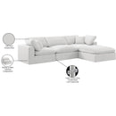  Manufacturer Color_Cream -- Comfy 119" Cream Velvet Upholstered 4 pc Modular Sectional IMAGE 16