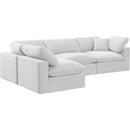  Manufacturer Color_Cream -- Comfy 119" Cream Velvet Upholstered 4 pc Modular Sectional IMAGE 2