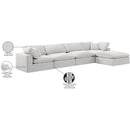  Manufacturer Color_Cream -- Comfy 158" Cream Velvet Upholstered 5 pc Modular Sectional IMAGE 16