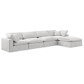  Manufacturer Color_Cream -- Comfy 158" Cream Velvet Upholstered 5 pc Modular Sectional IMAGE 1