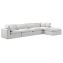  Manufacturer Color_Cream -- Comfy 158" Cream Velvet Upholstered 5 pc Modular Sectional IMAGE 1