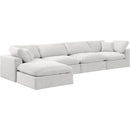  Manufacturer Color_Cream -- Comfy 158" Cream Velvet Upholstered 5 pc Modular Sectional IMAGE 2