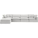  Manufacturer Color_Cream -- Comfy 158" Cream Velvet Upholstered 5 pc Modular Sectional IMAGE 7