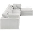  Manufacturer Color_Cream -- Comfy 158" Cream Velvet Upholstered 5 pc Modular Sectional IMAGE 9