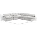  Manufacturer Color_Cream -- Comfy 118" Cream Velvet Upholstered 5 pc Modular Sectional IMAGE 10
