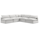  Manufacturer Color_Cream -- Comfy 118" Cream Velvet Upholstered 5 pc Modular Sectional IMAGE 1