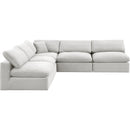  Manufacturer Color_Cream -- Comfy 118" Cream Velvet Upholstered 5 pc Modular Sectional IMAGE 5