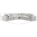  Manufacturer Color_Cream -- Comfy 119" Cream Velvet Upholstered 5 pc Modular Sectional IMAGE 10