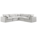  Manufacturer Color_Cream -- Comfy 119" Cream Velvet Upholstered 5 pc Modular Sectional IMAGE 1