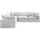  Manufacturer Color_Cream -- Comfy 119" Cream Velvet Upholstered 5 pc Modular Sectional IMAGE 5