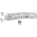  Manufacturer Color_Cream -- Comfy 158" Cream Velvet Upholstered 5 pc Modular Sectional IMAGE 16
