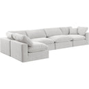  Manufacturer Color_Cream -- Comfy 158" Cream Velvet Upholstered 5 pc Modular Sectional IMAGE 2