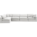  Manufacturer Color_Cream -- Comfy 158" Cream Velvet Upholstered 5 pc Modular Sectional IMAGE 7